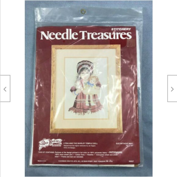 Jan Hagara Needle Treasures Crewel Embroidery Kit Lydia & Shirley Temple 00557 - Picture 2 of 3